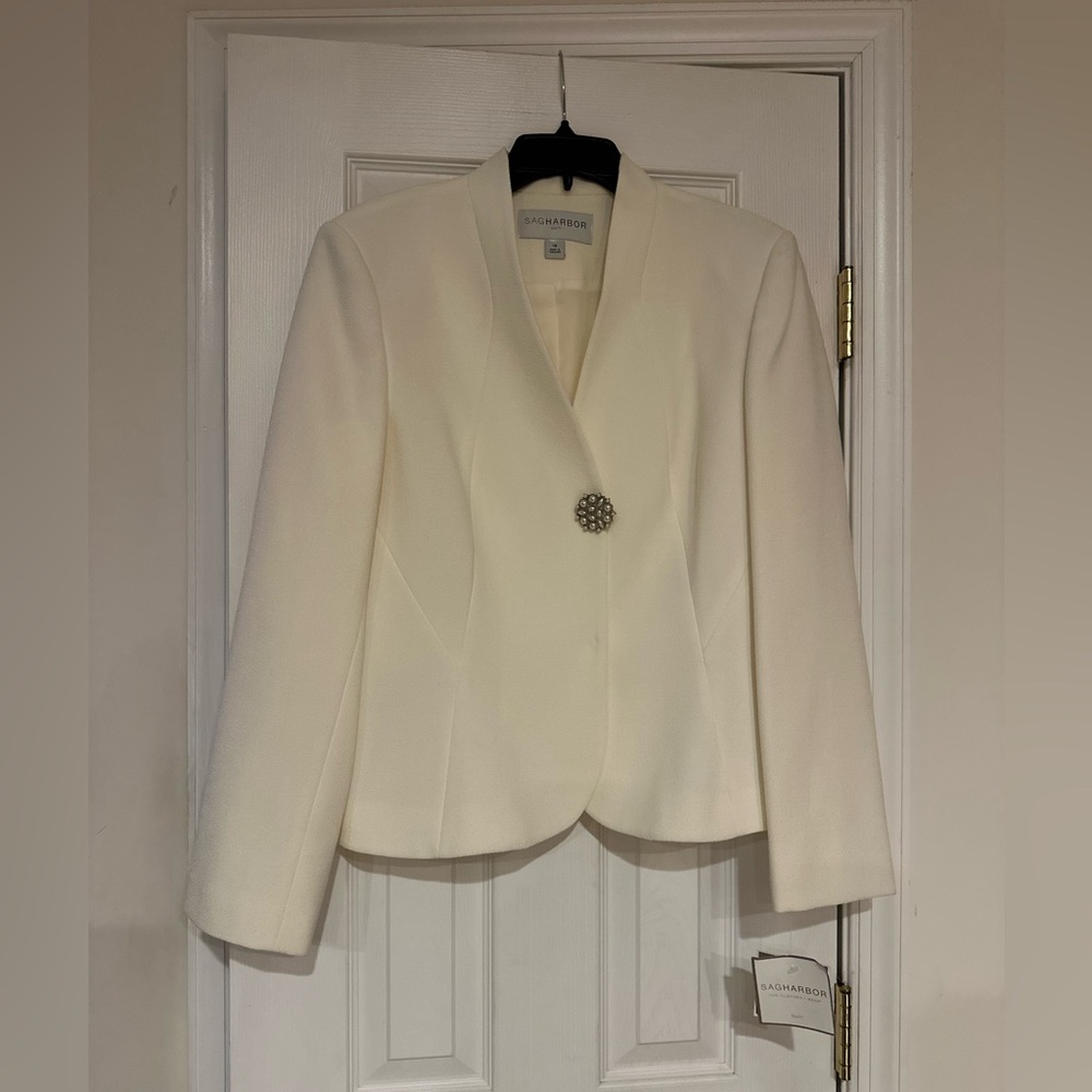 NWT Sag Harbor Suit Blazer Skirt Size 14 CREAM - Picture 4 of 7